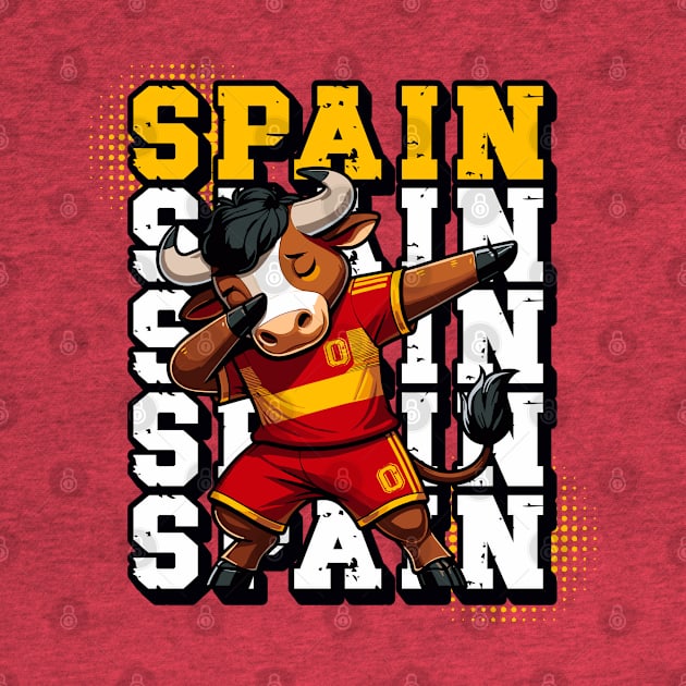 Dabbing Bull - Spain Football Fan Tee Design by Kicosh